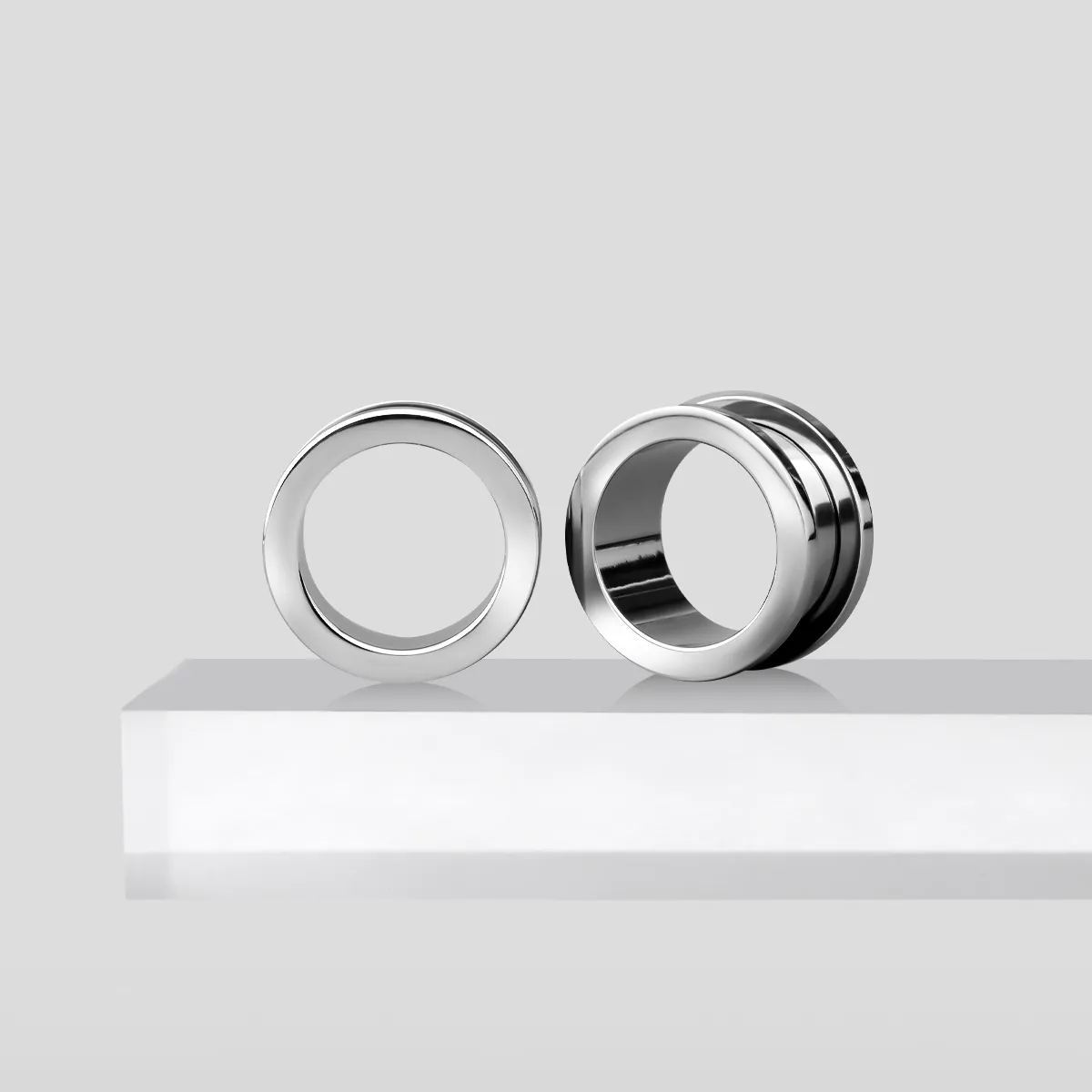 PUNKYOUTH Simple Silver Ear Tunnels 8-25mm