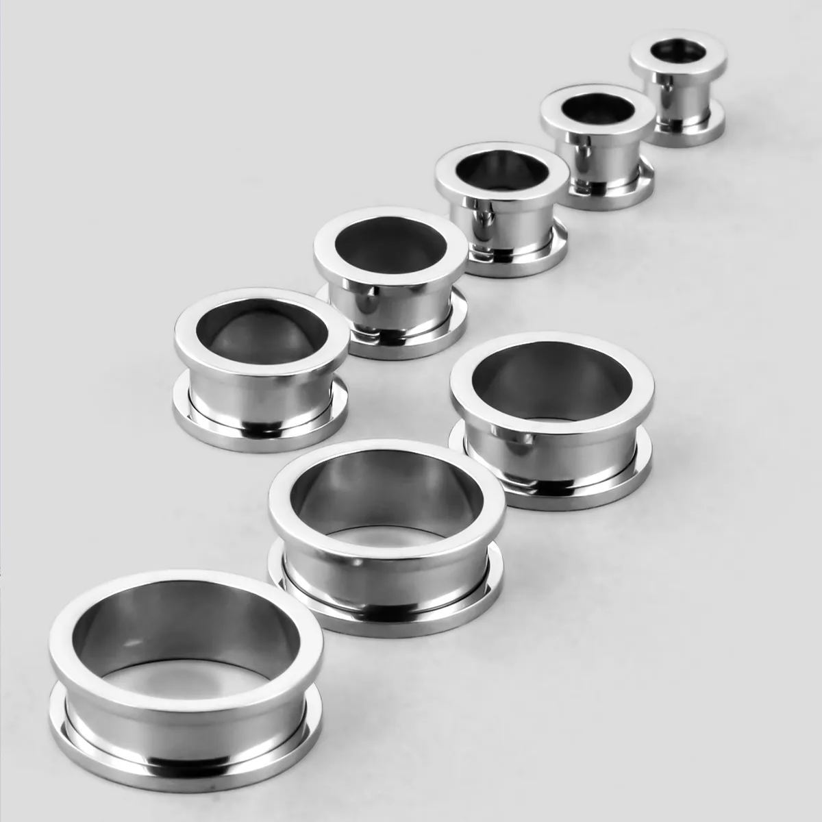 PUNKYOUTH Simple Silver Ear Tunnels 8-25mm