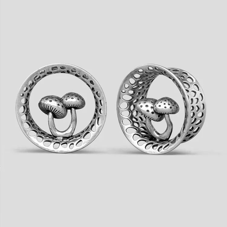 PUNKYOUTH Hollow Mushroom Ear Tunnels 8-25mm