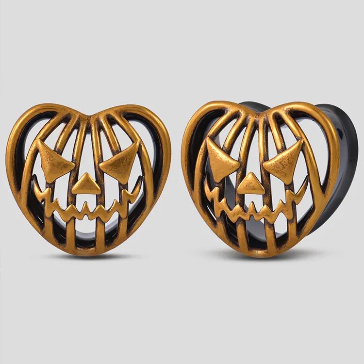 PUNKYOUTH Heart Pumpkin Ear Tunnels 8-25mm