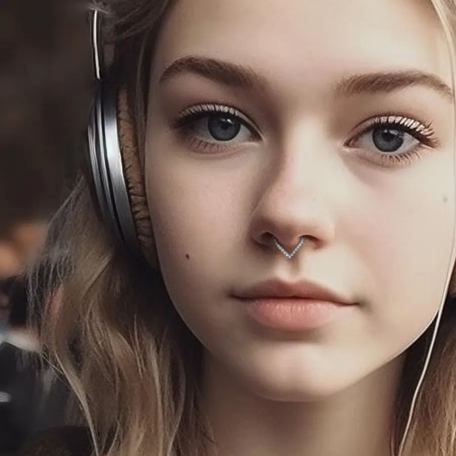 PUNKYOUTH Teardrop Diamond Nose Septum Ring