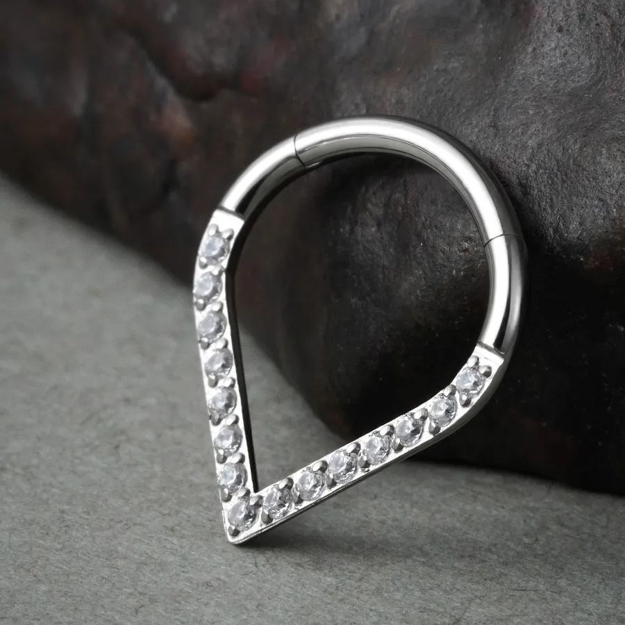 PUNKYOUTH Teardrop Diamond Nose Septum Ring