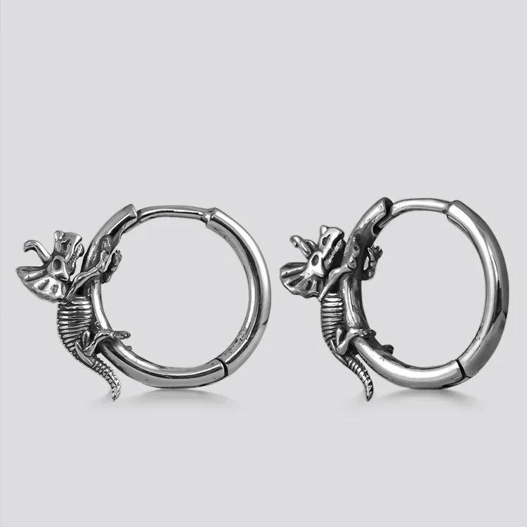 PUNKYOUTH Horned Dinosaur Hoop Earring