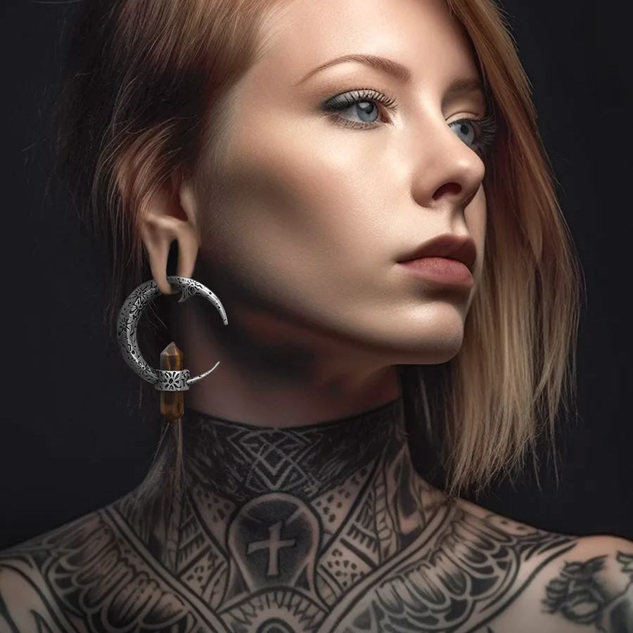 PUNKYOUTH Moon Stone Ear Weight 11mm