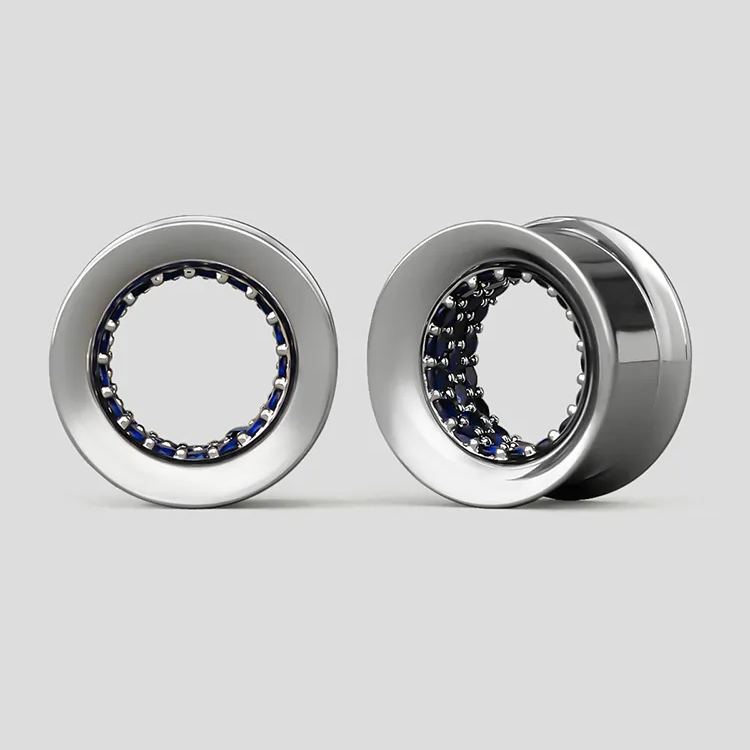 PUNKYOUTH Inlay Zircon Ear Tunnels 8-30mm