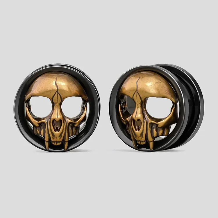 PUNKYOUTH Skull Head Ear Tunnels 8-25mm