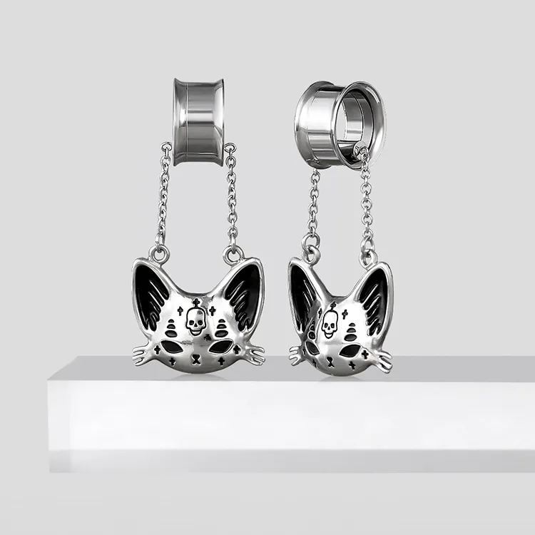 PUNKYOUTH Cat Magnet Ear Dangle Tunnels 8-25mm