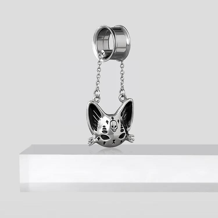 PUNKYOUTH Cat Magnet Ear Dangle Tunnels 8-25mm