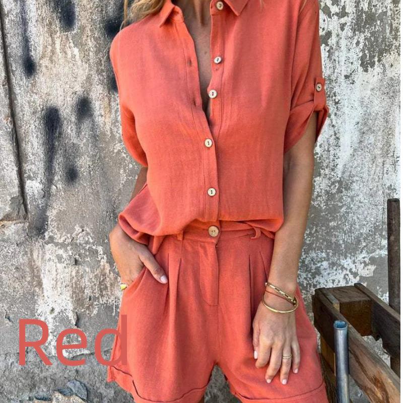 Ежедневен и удобен комплект от две части от памук и лен