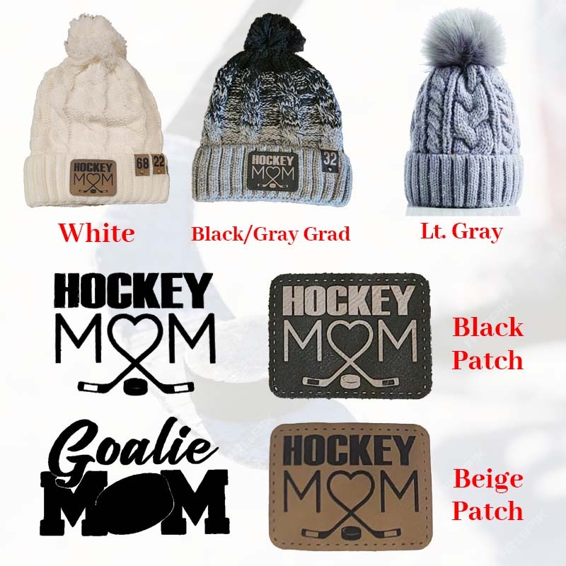 Custom beanie with pom - Hockey Mom hat