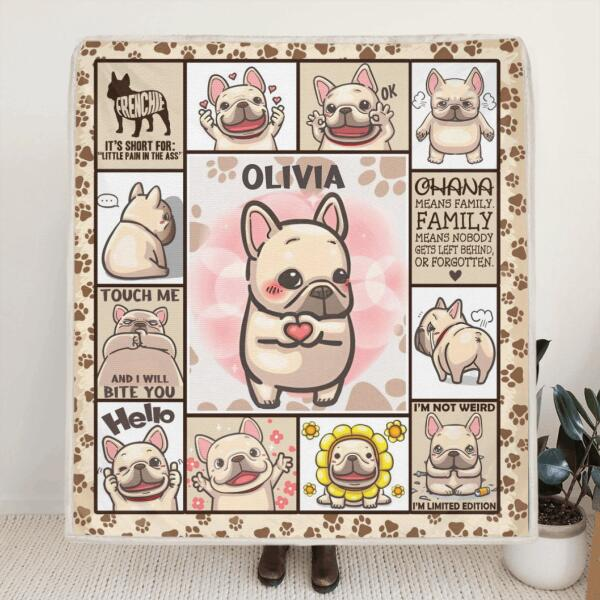 Custom Personalized French Bulldog Funny Lovely Fleece Blanket