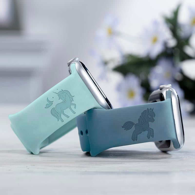 Unicorn girl watch band ,Engraved sport silicone Personalized Watch Band for Apple and Samsung