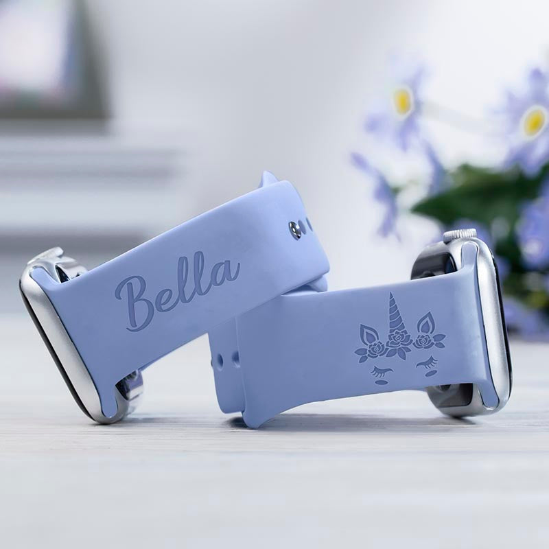 Unicorn girl watch band ,Engraved sport silicone Personalized Watch Band for Apple and Samsung