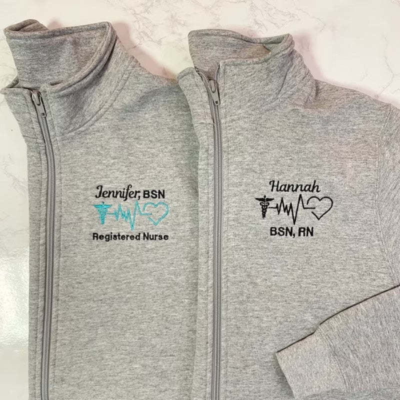 Embroidered Nurse Pullover Sweatshirt Jacket