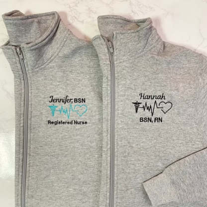 Embroidered Nurse Pullover Sweatshirt Jacket