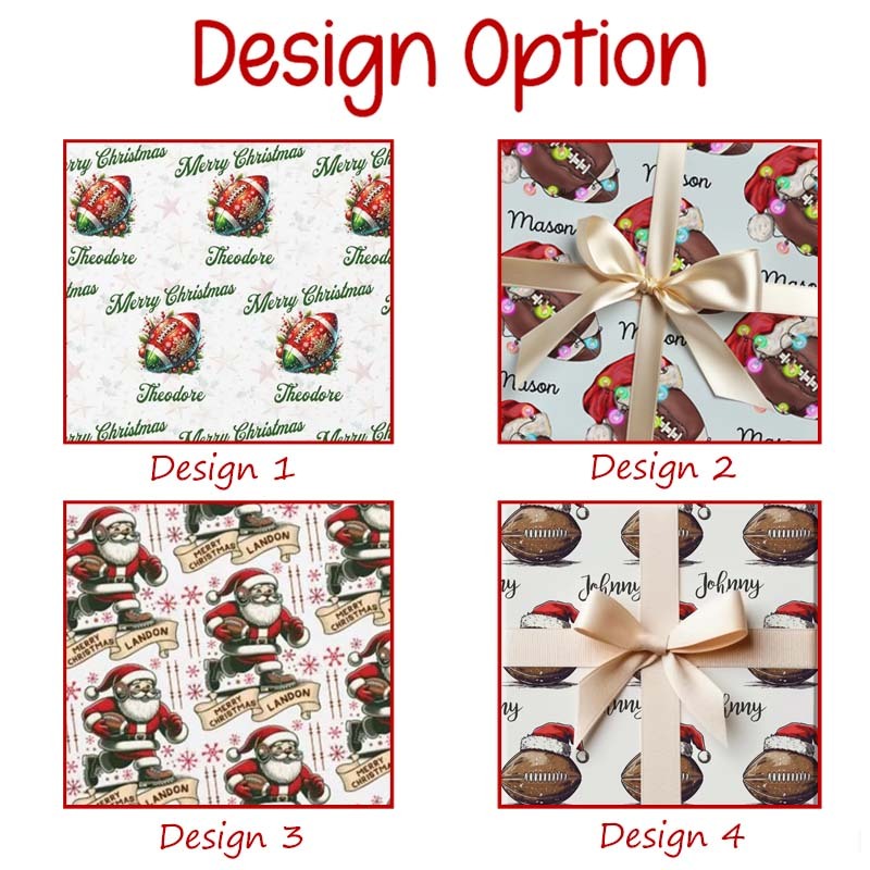Personalized Football Fan Christmas Wrapping Paper For Football Lover