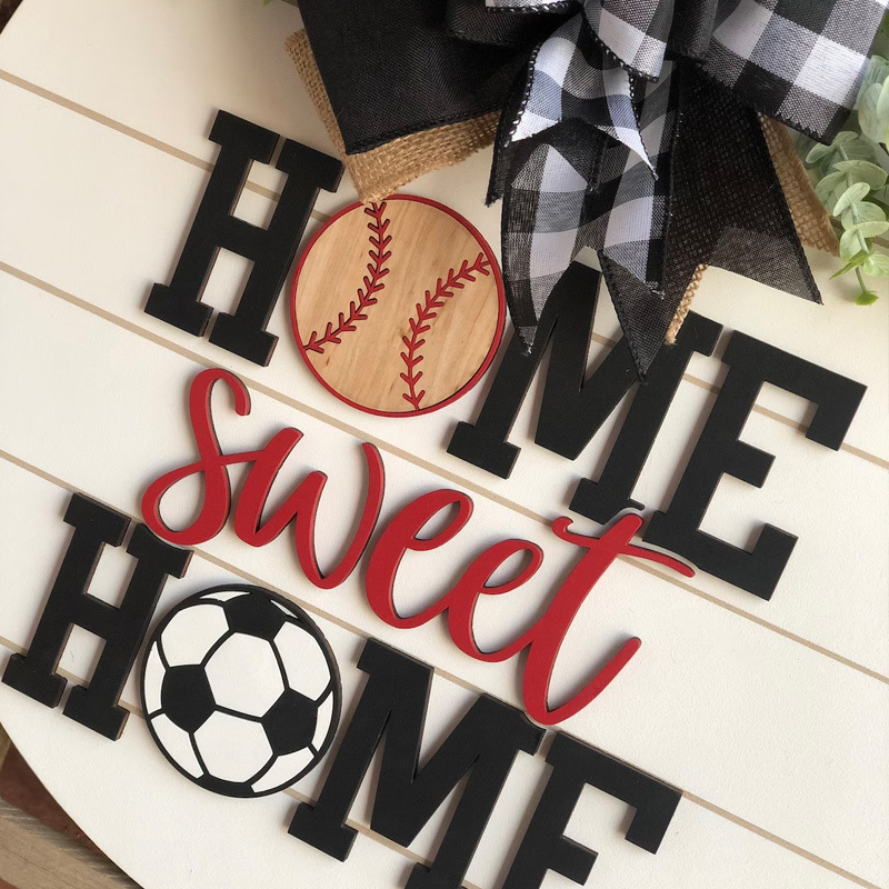 Baseball Door Hanger, Home Sweet Home Sign