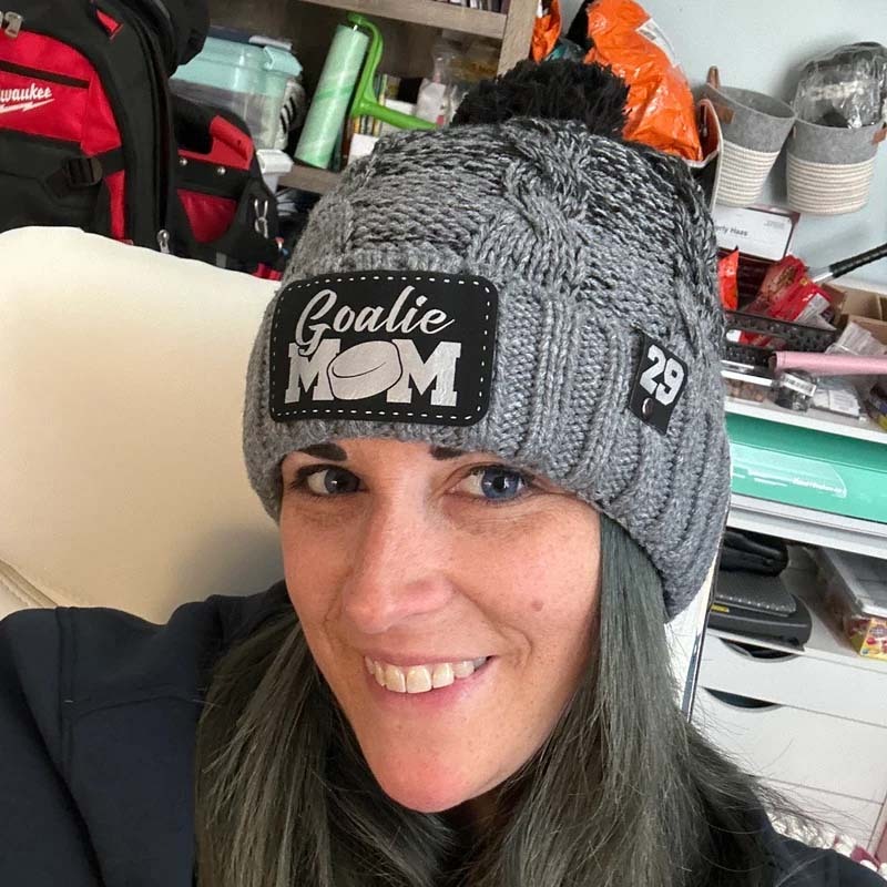 Custom beanie with pom - Hockey Mom hat