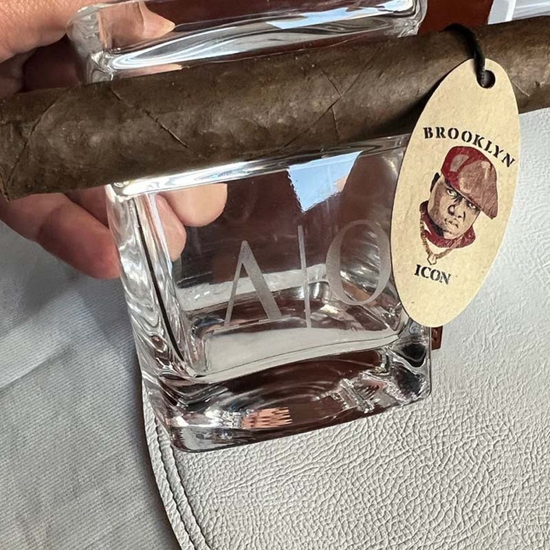 Custom Whiskey Glass with Cigar Holder - Personalized Glass Engraved Cigar Accessories for Whiskey Lovers