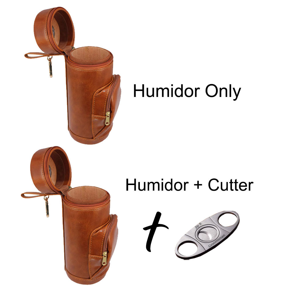 Personalized CIGAR HUMIDOR CASE Holder Leather Cigars Engraved Men Gift