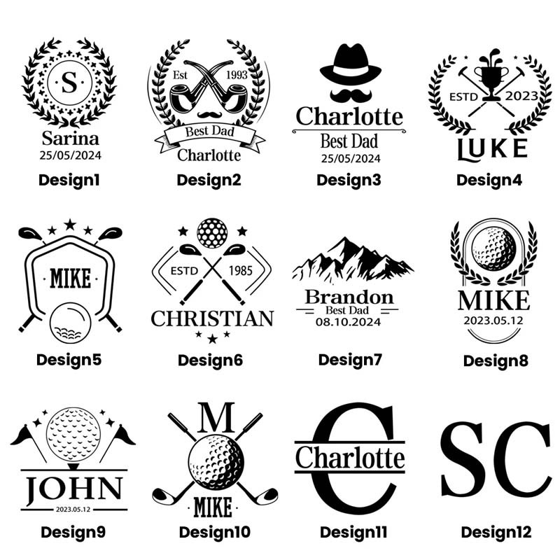 Personalized Leather Engraved Monogram Golf Bag Gift for Golf Lover