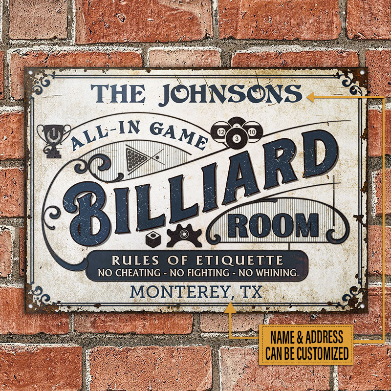 Personalized Billiards Pool Room Cold Drinks Good Times Custom Classic Metal Signs