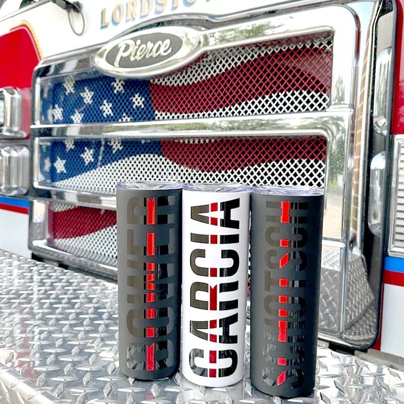 Personalized thin blue line/thin red line 20oz tumbler - Gift For Police/Firefighter