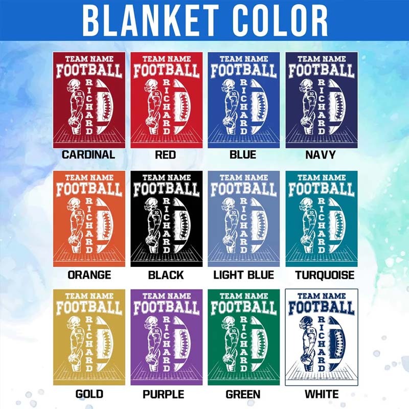 Custom Football Blanket with Name and Number Custom Name Blanket
