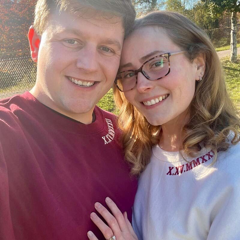 Custom Embroidered Roman Numeral on Neck With Initials on Sleeve Unisex Sweatshirt or Hoodie Valentine's Day Sweatshirt