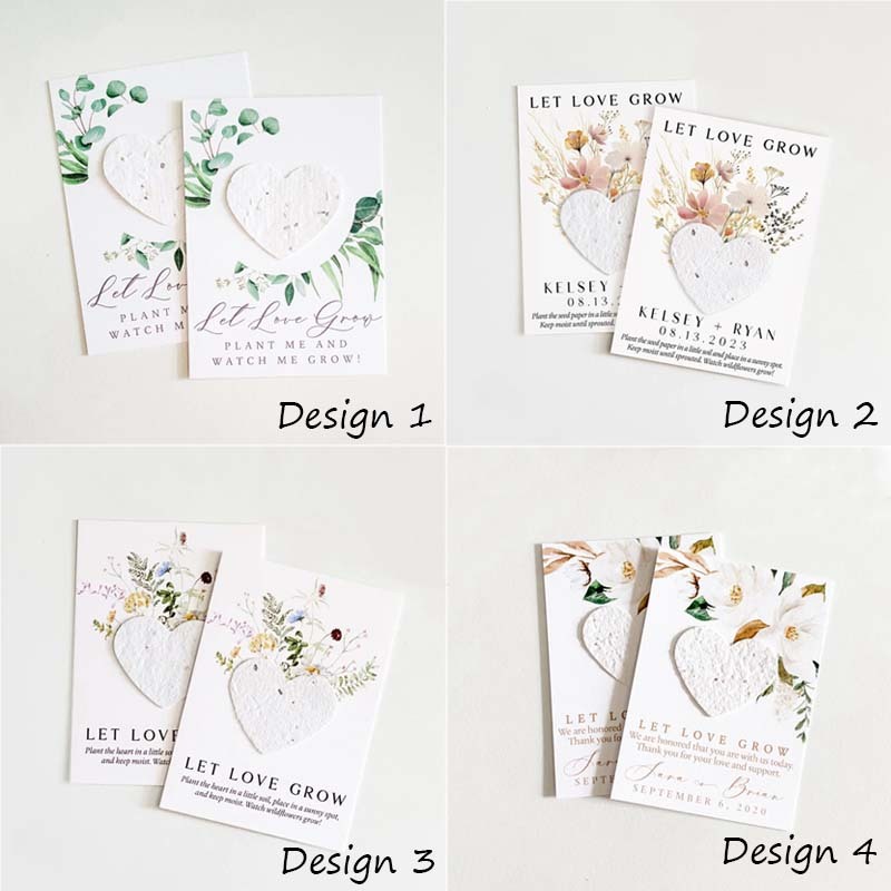 Custom Let Love Grow Wedding Plantable Seed Paper Favor Cards