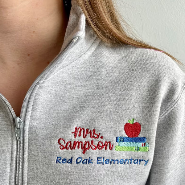 Embroidered Teacher Pullover Sweatshirt Jacket