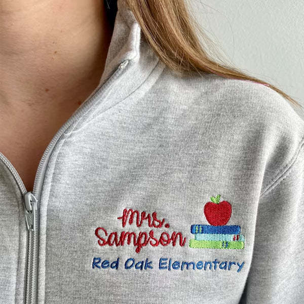 Embroidered Teacher Pullover Sweatshirt Jacket
