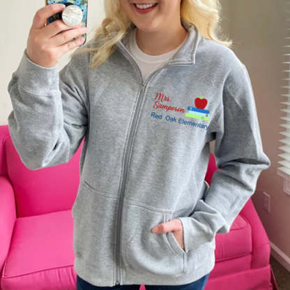 Embroidered Teacher Pullover Sweatshirt Jacket
