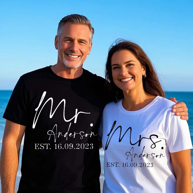 Personalized Mr. And Mrs. Shirt Custom Wifey Hubby Shirts Just Married Shirt Wedding Anniversary Gift