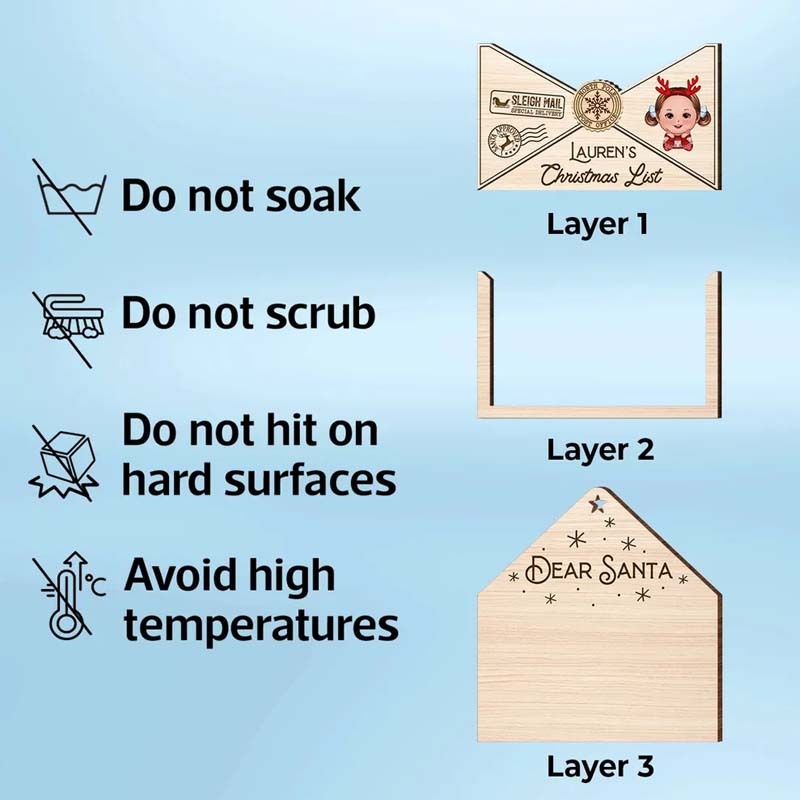 Letter To Santa Personalized Wooden Ornament, Christmas Gift For Little Ones