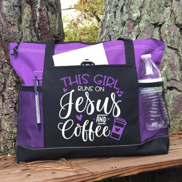 This Girl Runs on Jesus and Coffee Tote Bag