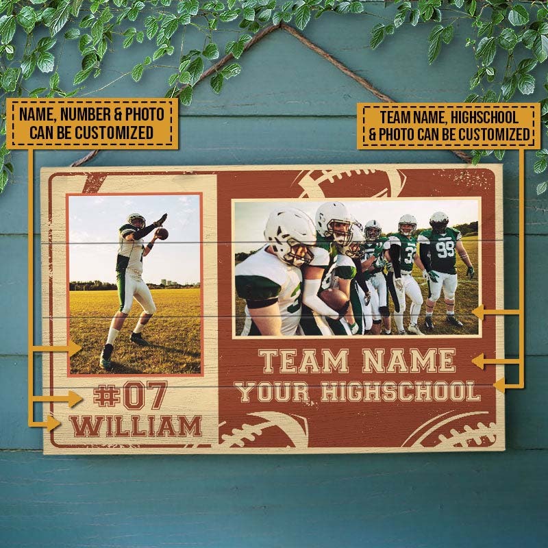 Custom Photo American Football Highschool Team Custom Wood Rectangle Sign