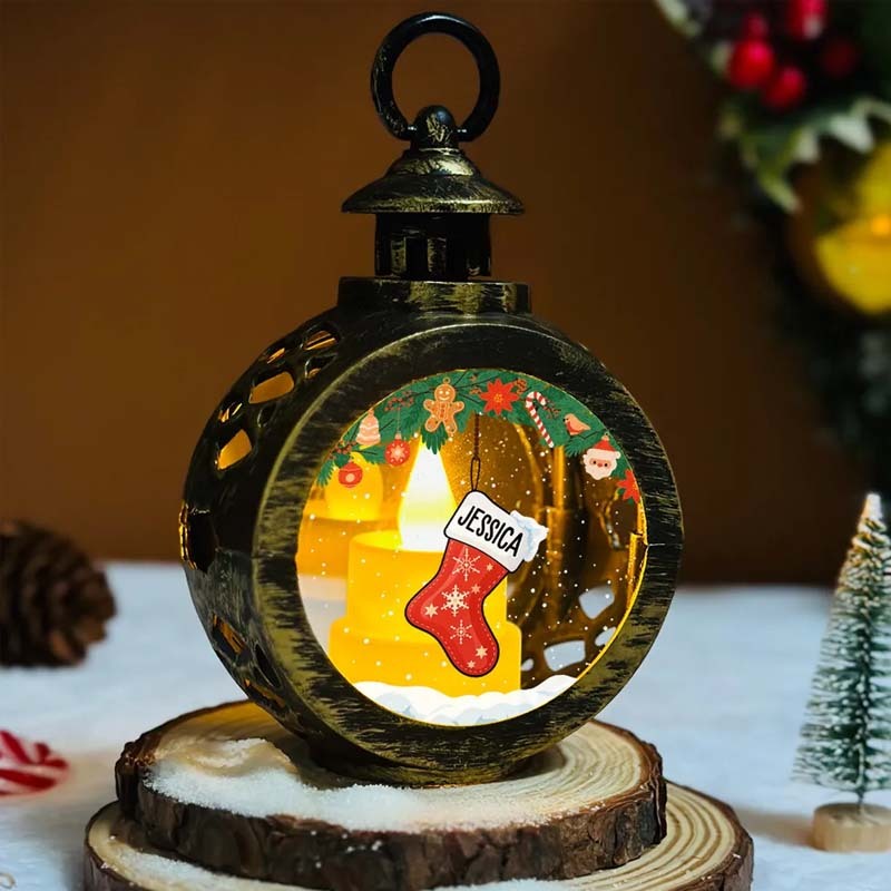 Lovely Stockings Hanging - Personalized Custom Christmas Lantern