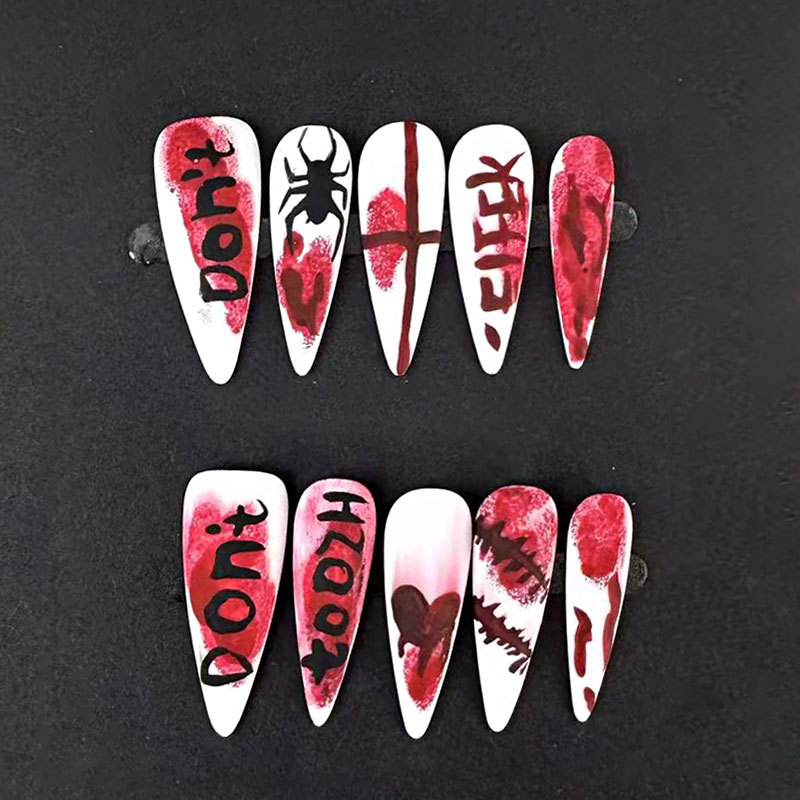 Handmade Halloween Press-On Nail Tips-yw012