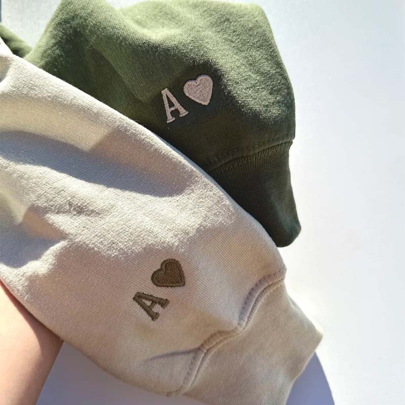 Custom Embroidered Roman Numeral on Neck With Initials on Sleeve Unisex Sweatshirt or Hoodie Valentine's Day Sweatshirt