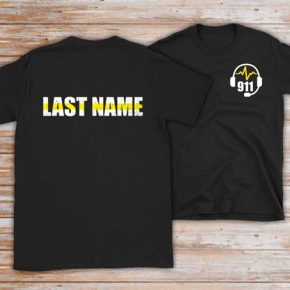 Personalized 911 Dispatcher Shirt - Thin Gold Line Shirt - 911 Dispatcher Gift