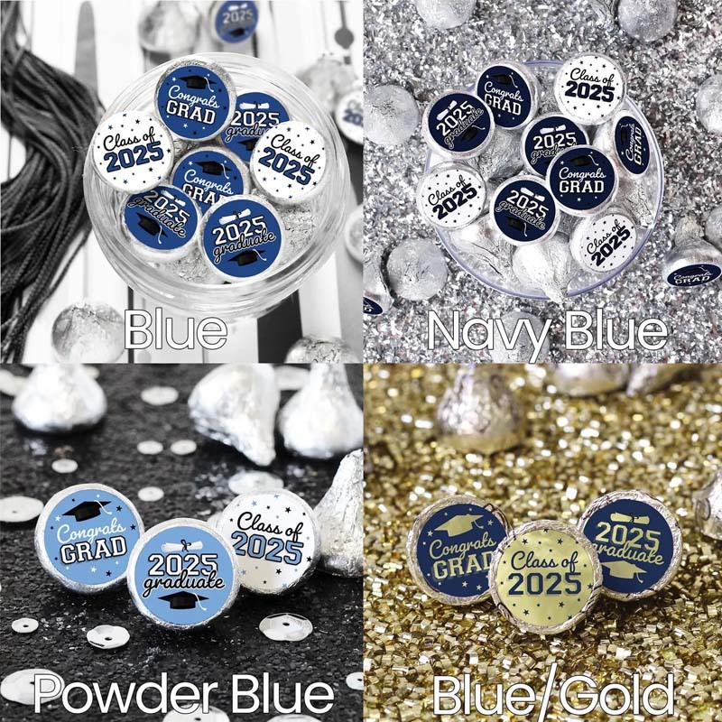 2025 Graduation Candy Stickers for Chocolate Kisses Class of 2025 Party Favors