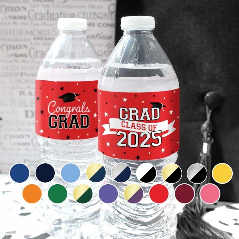 2025 Graduation Water Bottle Labels | Class of 2025 Graduation Party Favors | Grad Party Decorations