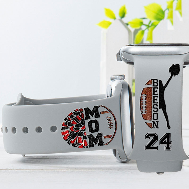 Custom Football Cheer Mom, Cheerleader Watch Band with Player's Name & Number