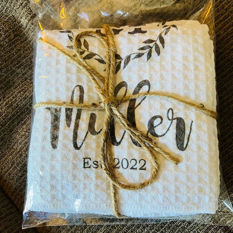 Dish Towel with Kitchen Utensils and Name, Custom Tea Towel, Kitchen Decor