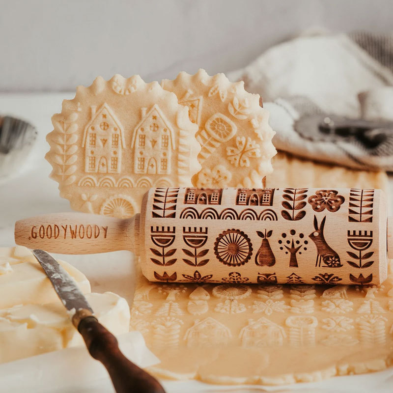 engraved rolling pin by laser, Scandinavian design, Scandinavian cottage