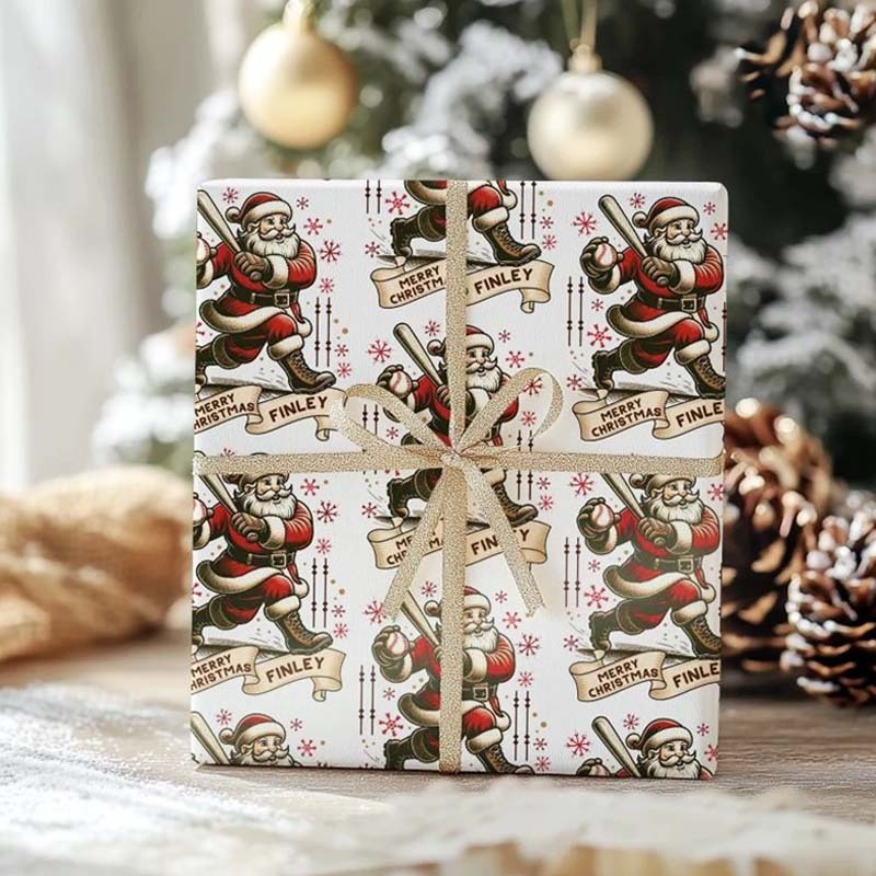 Personalized Baseball Fan Christmas Wrapping Paper For Baseball Lovers Christmas Wrap For Sports Fan