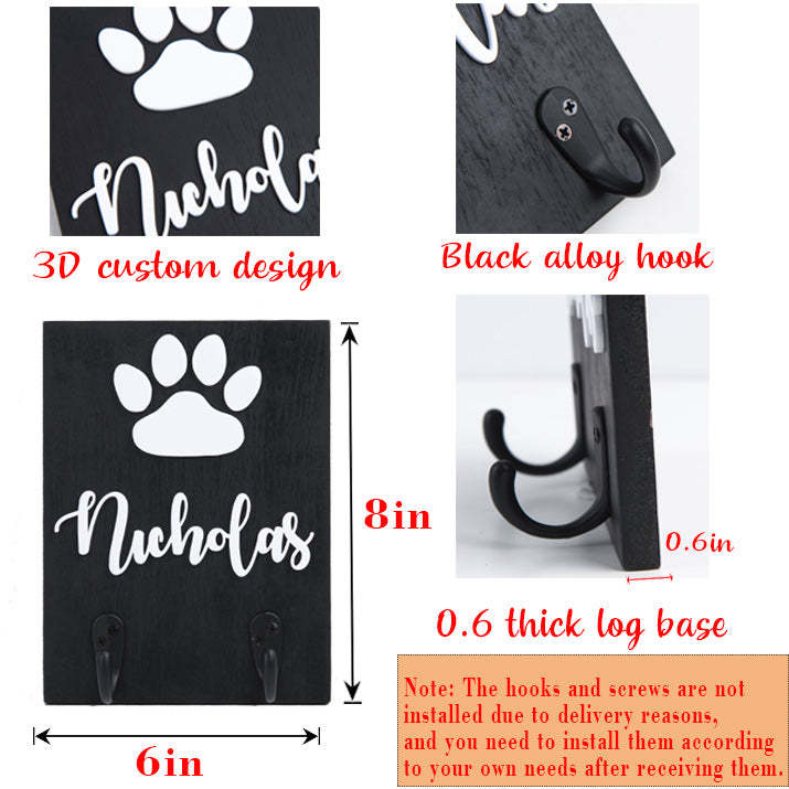 3D wood 8x6 Personalized Pet Dog Leash Sign