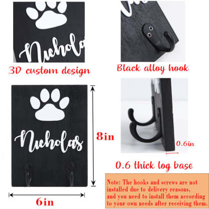 3D wood 8x6 Personalized Pet Dog Leash Sign