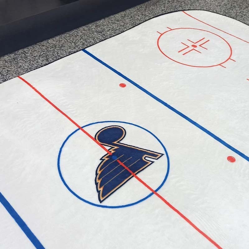 Ice Hockey Rink Printed Area Rug with Custom Team Logo Gift For Ice Hockey Lovers